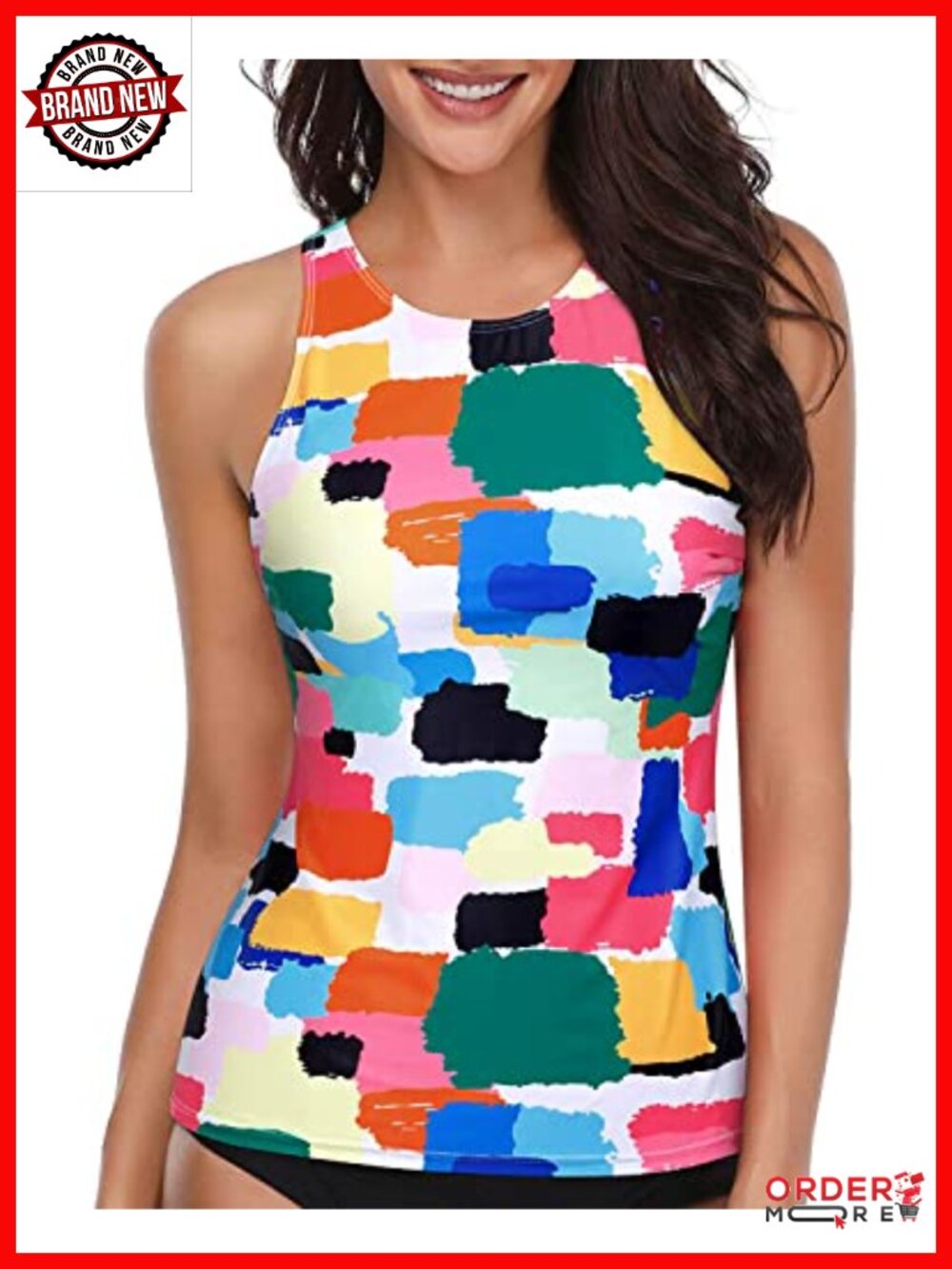 High Neck Tankini Top Tummy Control Swim Tank Top for Women